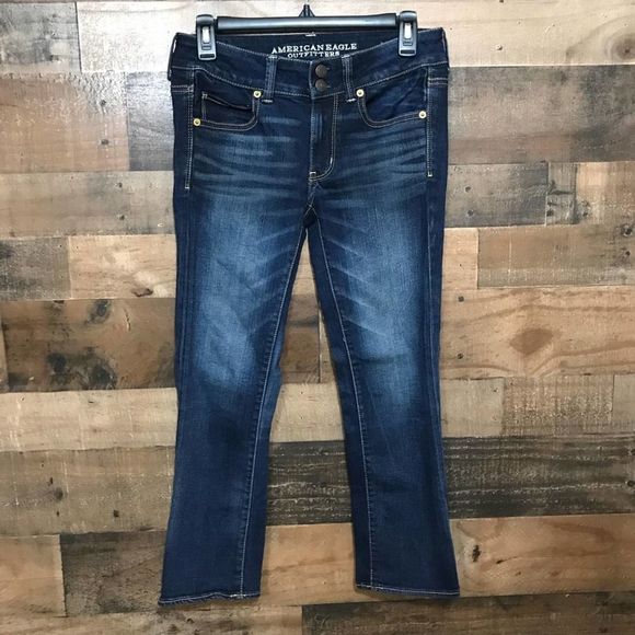 2R American Eagle Artist Crop Dark Wash Jeans sz 2 - Picture 2 of 6
